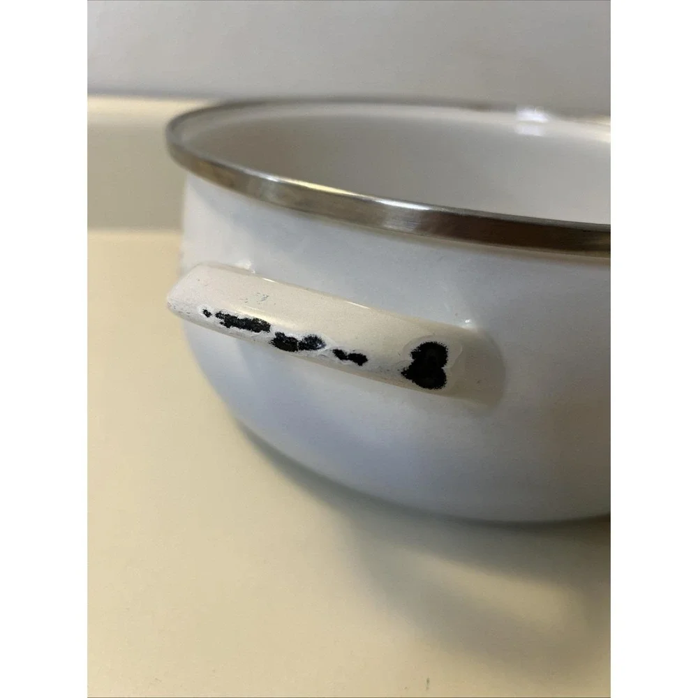 Vtg Crowning Touch Spring Harvest Blossom Porcelain Enamel Cookware Pot 8.5 READ